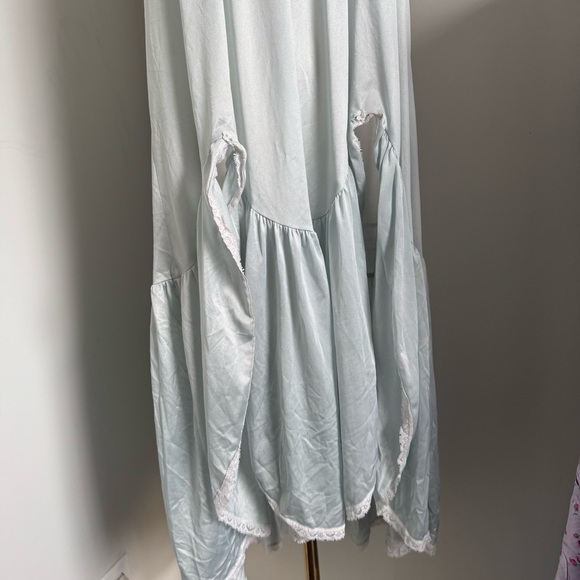 Vintage satin lace slip dress pastel blue babydoll nightgown coquette fairy XL - Picture 4 of 13